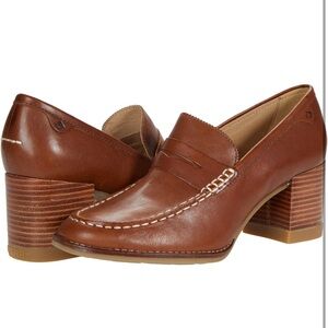 Sperry Seaport Penny Women's 7 Shoes Brown/Tan Leather Heel Loafer Pump NIB
